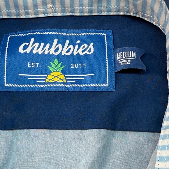 Chubbies Mens Short Sleeve Button Up Shirt Blue Martini‎ Glass Graphic Sz Medium - Picture 4 of 10